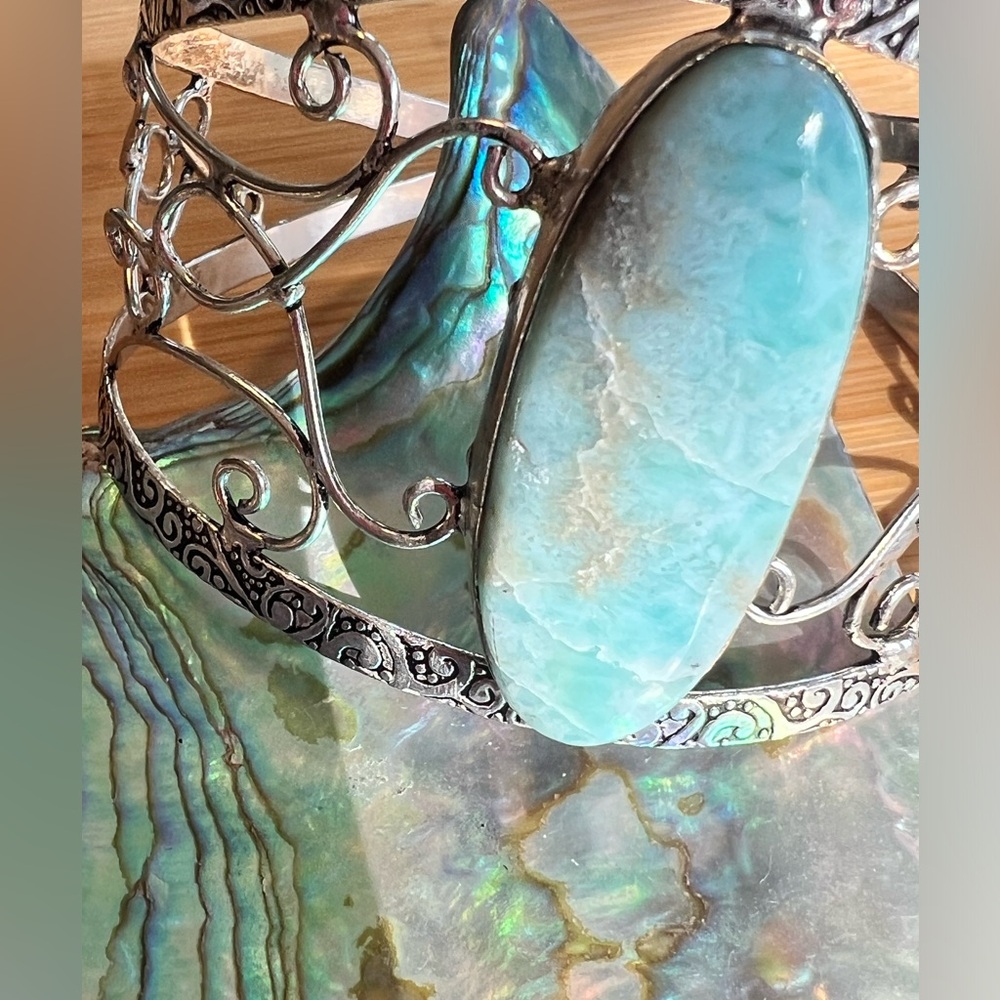 Larimar Silver Cuff Bracelet - Picture 3 of 6